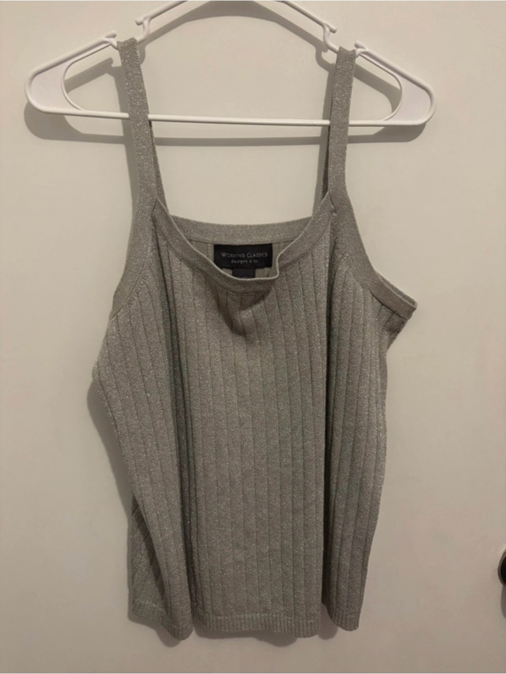Silver Ribbed Knit Tank